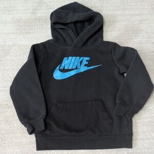 Nike Kids Hoodie in Black with Blue Swoosh